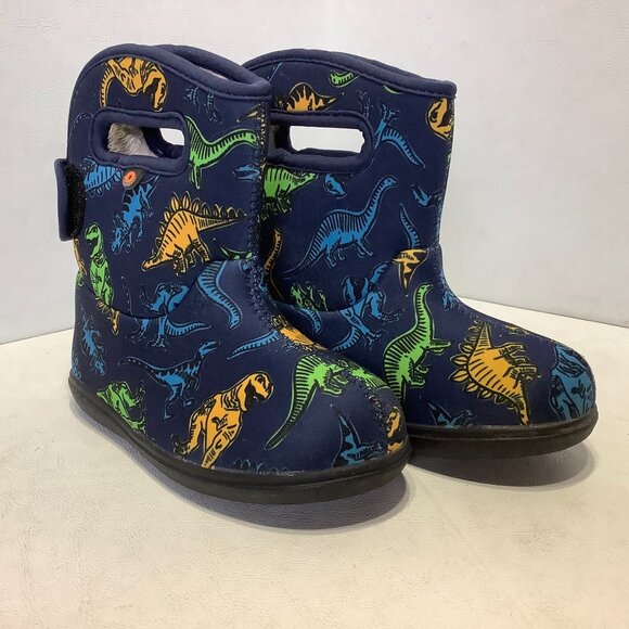 Bogs Kids' Winter Fleece Lined Rain Boots Size 10 Dinosaur Print - Picture 2 of 11